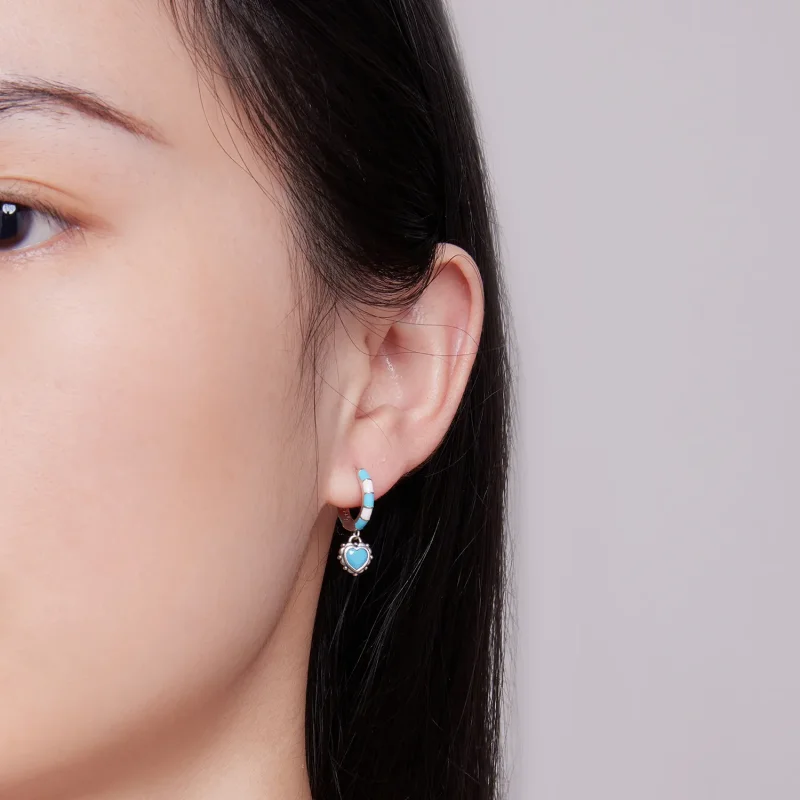 (image for) Pandora-inspired heart-shaped hoops earrings - SCE1594 - View 6