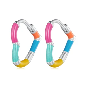 (image for) Pandora-inspired Rainbow Heart Hoops Earrings - SCE1607