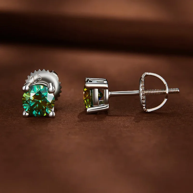 (image for) Pandora Style 0.5 Carat Four Claw Moissanite Stud Earrings - MSE003-CFS - View 2