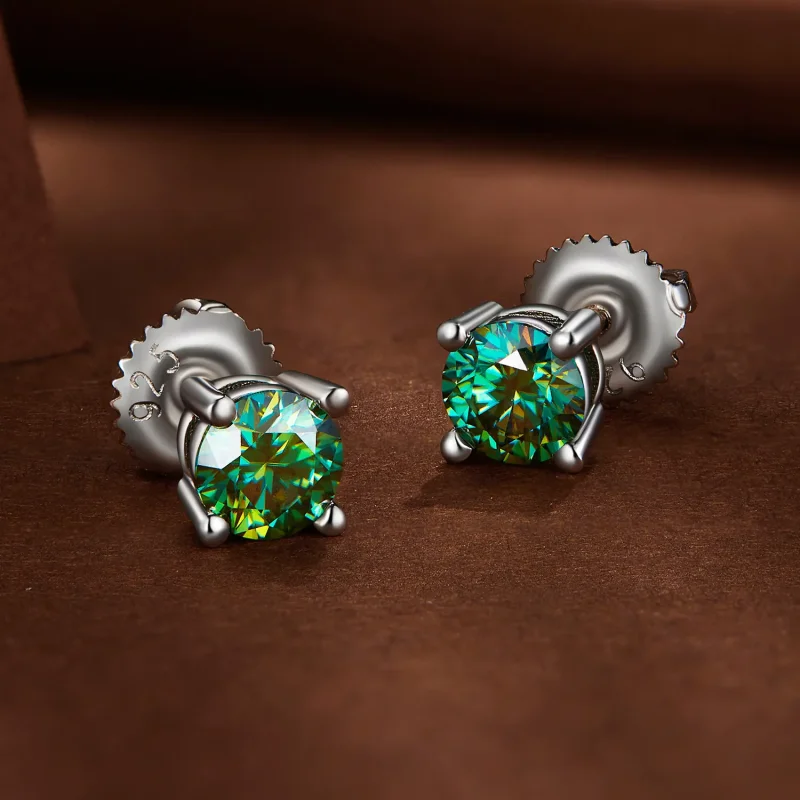 (image for) Pandora Style 0.5 Carat Four Claw Moissanite Stud Earrings - MSE003-CFS - View 3