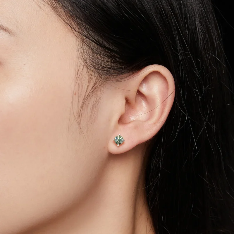 (image for) Pandora Style 0.5 Carat Four Claw Moissanite Stud Earrings - MSE003-CFS - View 4