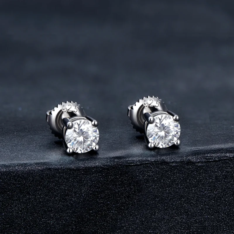 (image for) Pandora Style 0.5 Carat Four Claw Moissanite Stud Earrings - MSE003-S - View 2