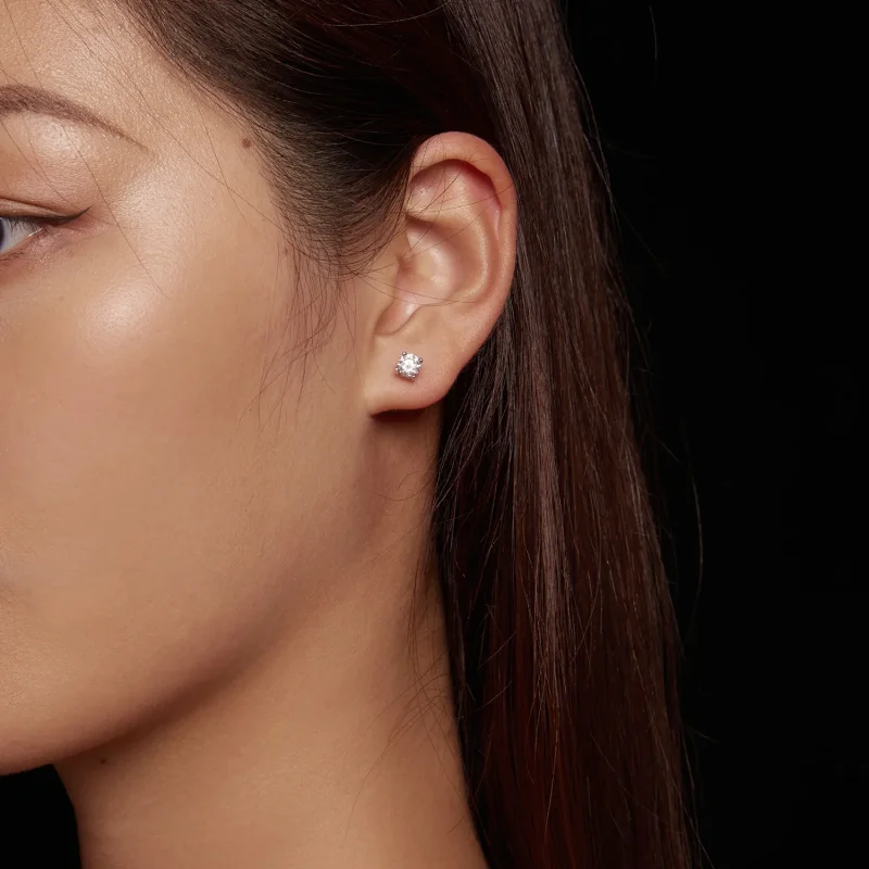 (image for) Pandora Style 0.5 Carat Four Claw Moissanite Stud Earrings - MSE003-S - View 6