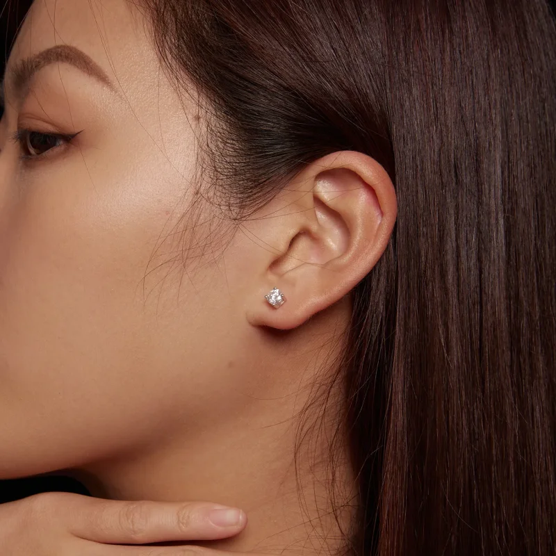 (image for) Pandora Style 0.5 Carat Four Claw Moissanite Stud Earrings - MSE003-S - View 7