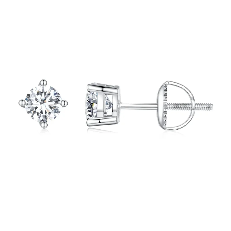 (image for) Pandora Style 0.5 Carat Four Claw Moissanite Stud Earrings - MSE003-S - Product Image