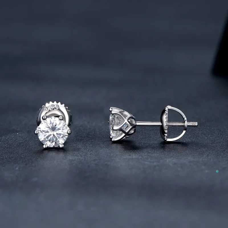 (image for) Pandora Style 0.5 Carat Four Claw Moissanite Stud Earrings - MSE004-S - View 3