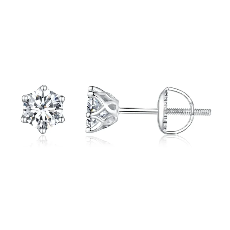 (image for) Pandora Style 0.5 Carat Four Claw Moissanite Stud Earrings - MSE004-S - Product Image