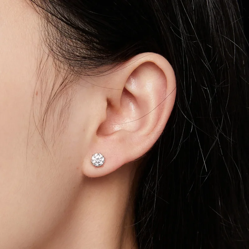 (image for) Pandora Style 0.5 Carat Moissanite Stud Earrings - MSE020-S - View 4