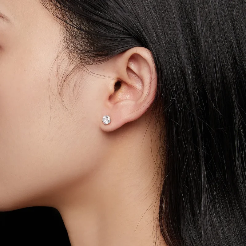 (image for) Pandora Style 0.5 Carat Moissanite Stud Earrings - MSE020-S - View 5