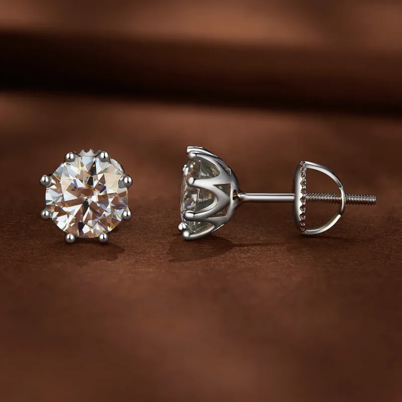 (image for) Pandora Style 1 Carat Moissanite Stud Earrings - MSE019-L - View 2