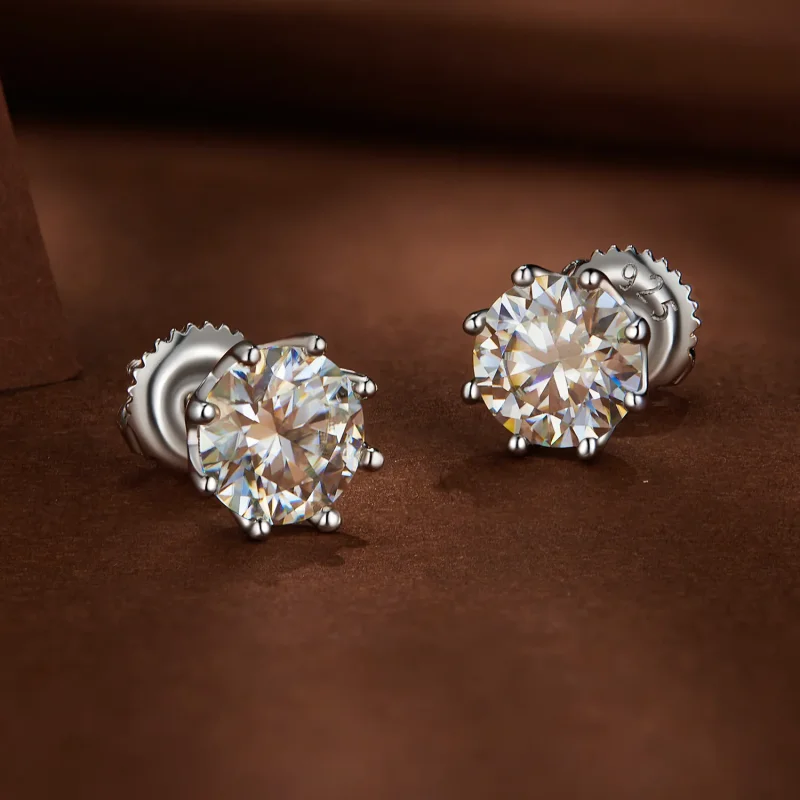 (image for) Pandora Style 1 Carat Moissanite Stud Earrings - MSE019-L - View 3