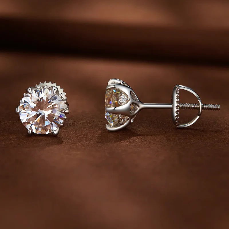 (image for) Pandora Style 1 Carat Moissanite Stud Earrings - MSE020-L - View 2