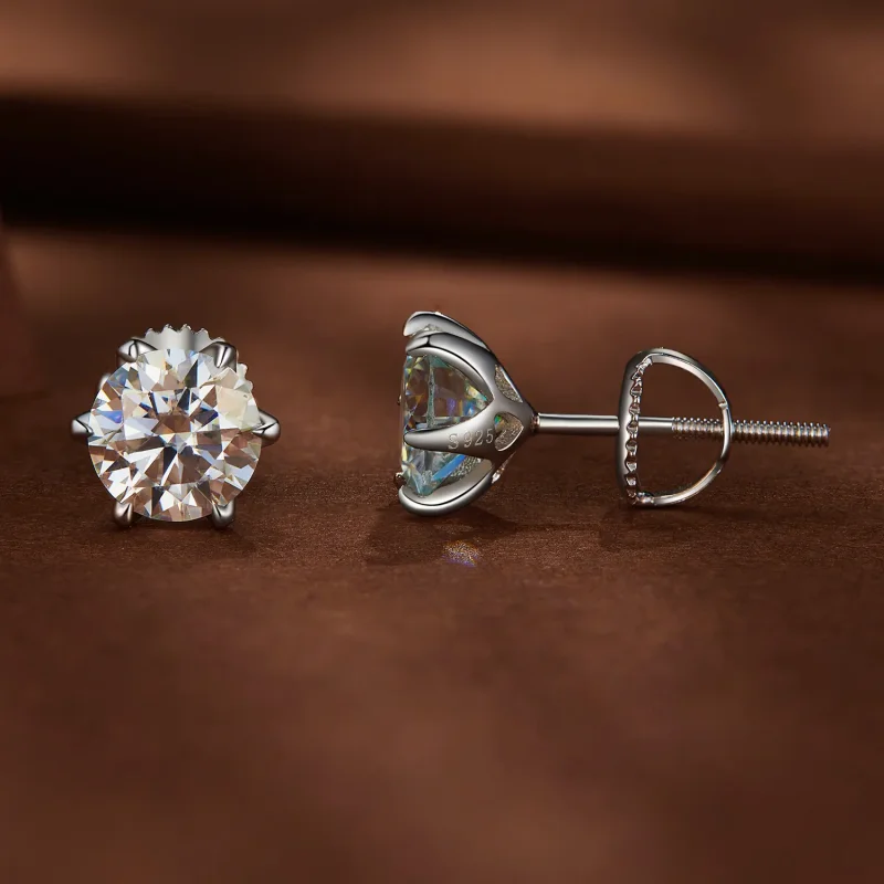 (image for) Pandora Style 1 Carat Moissanite Stud Earrings - MSE021-S - View 2