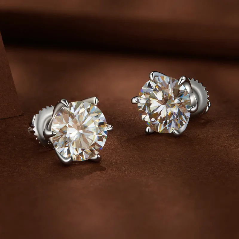 (image for) Pandora Style 2 Carat Moissanite Stud Earrings - MSE021-L - View 3