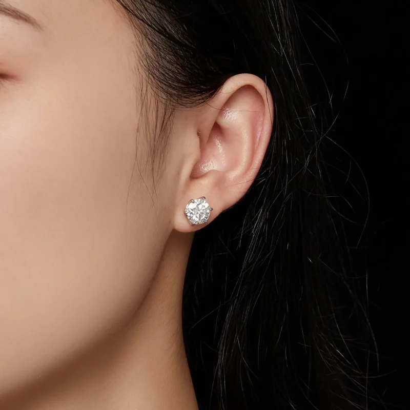 (image for) Pandora Style 2 Carat Moissanite Stud Earrings - MSE021-L - View 7