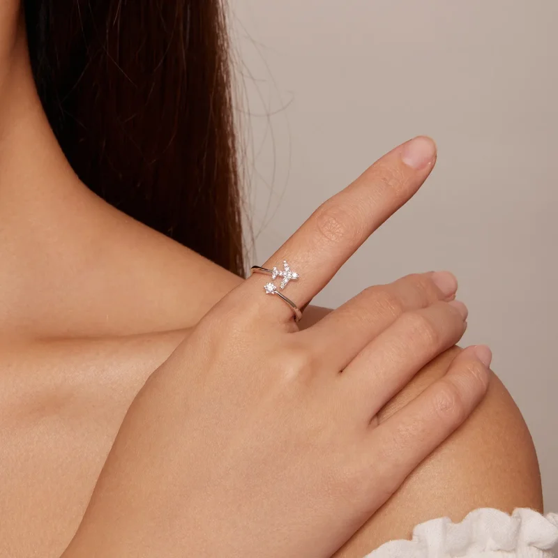 (image for) Pandora Style Airplane Open Ring - SCR623-A - View 2