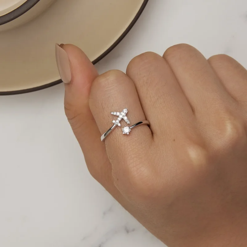 (image for) Pandora Style Airplane Open Ring - SCR623-A - View 4