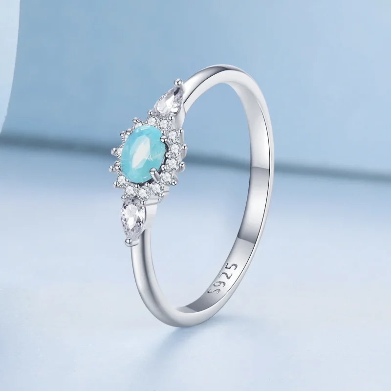 (image for) Pandora Style Aquamarine Ring - BSR436 - View 2