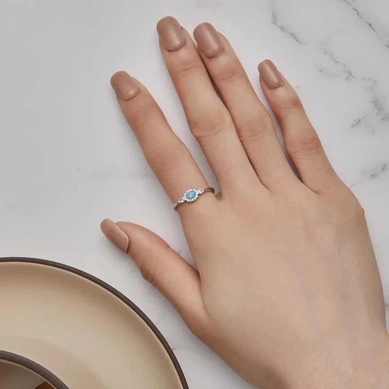 (image for) Pandora Style Aquamarine Ring - BSR436 - View 5