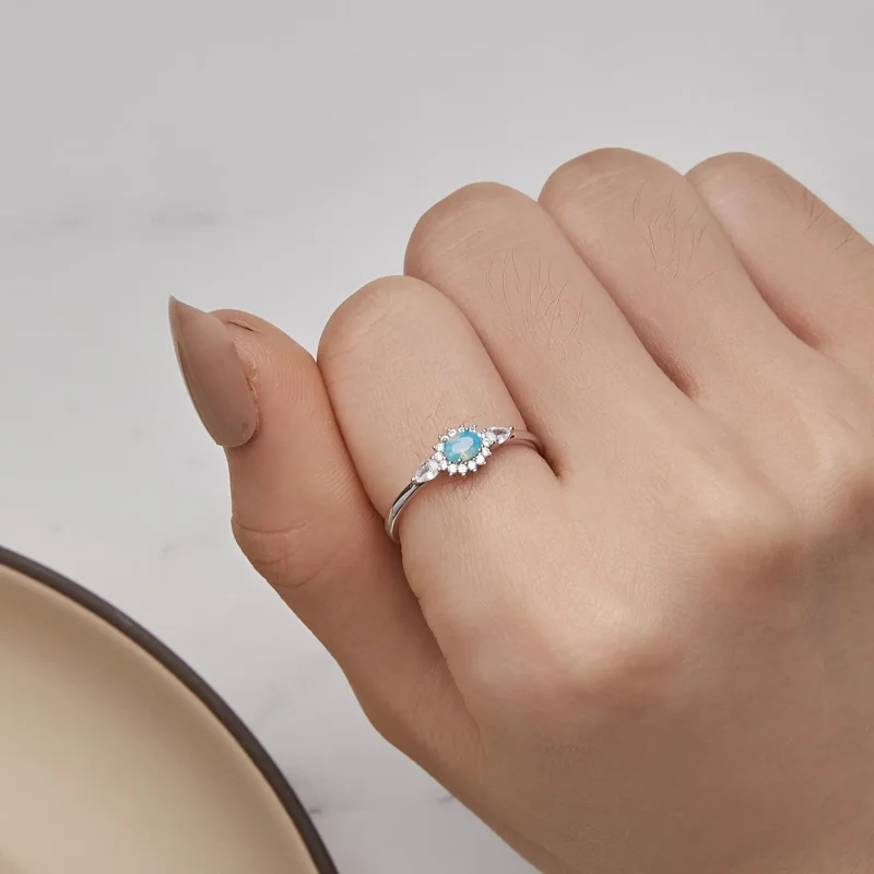 (image for) Pandora Style Aquamarine Ring - BSR436 - View 6