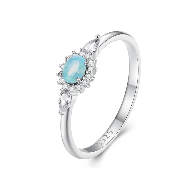 (image for) Pandora Style Aquamarine Ring - BSR436 - Product Image