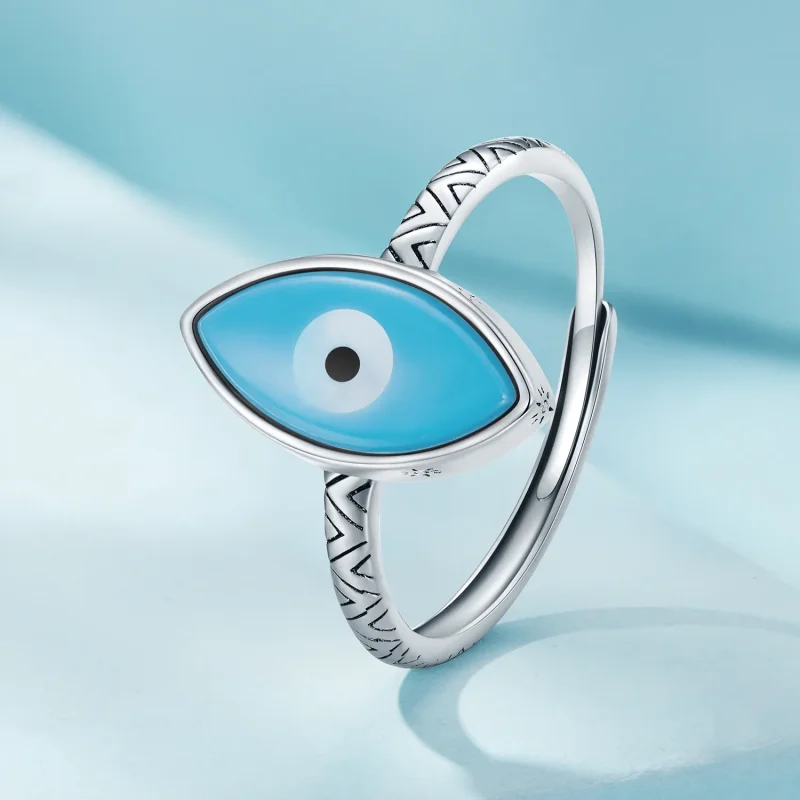 (image for) Pandora Style Blue Devil Eye Open Ring - SCR937 - View 2