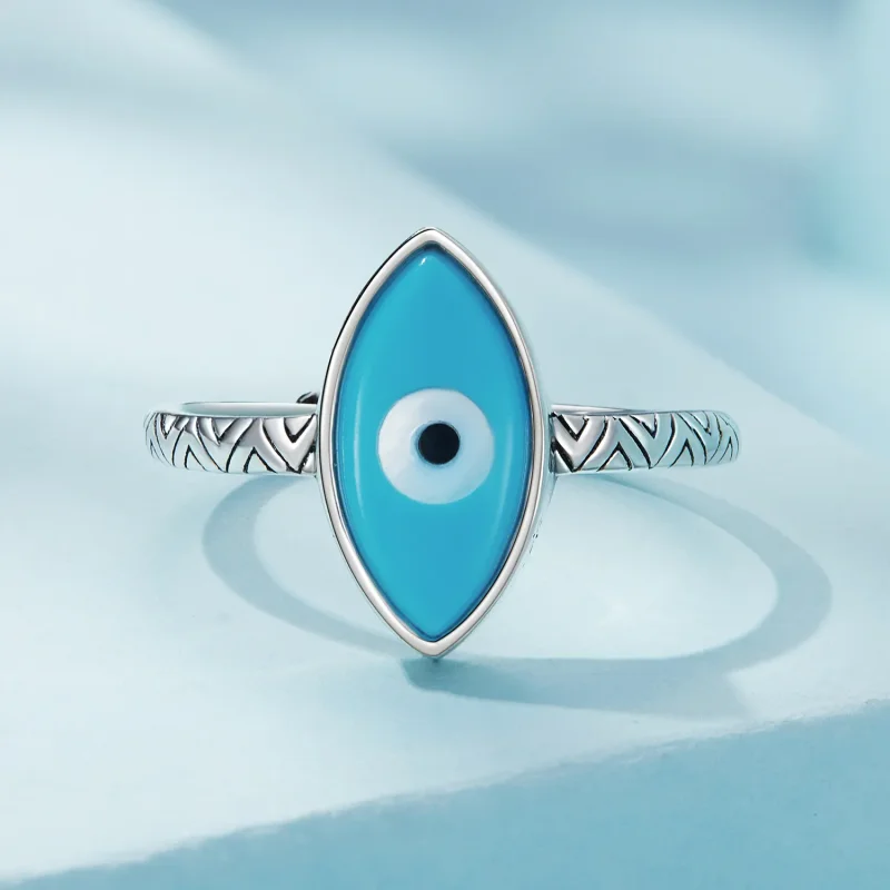 (image for) Pandora Style Blue Devil Eye Open Ring - SCR937 - View 3