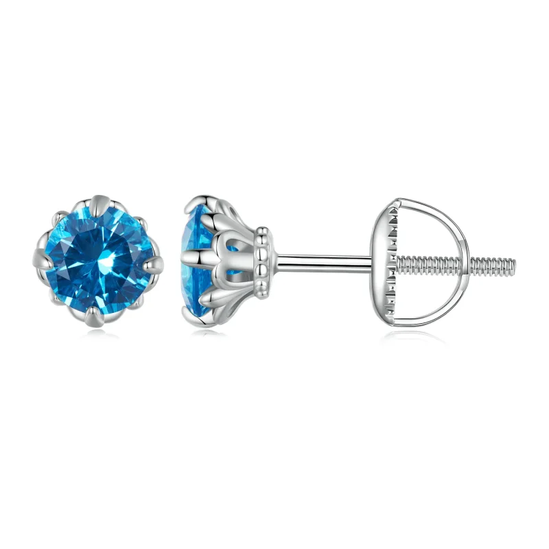 (image for) Pandora Style Blue Spinel Stud Earrings - BSE831-BU - Product Image