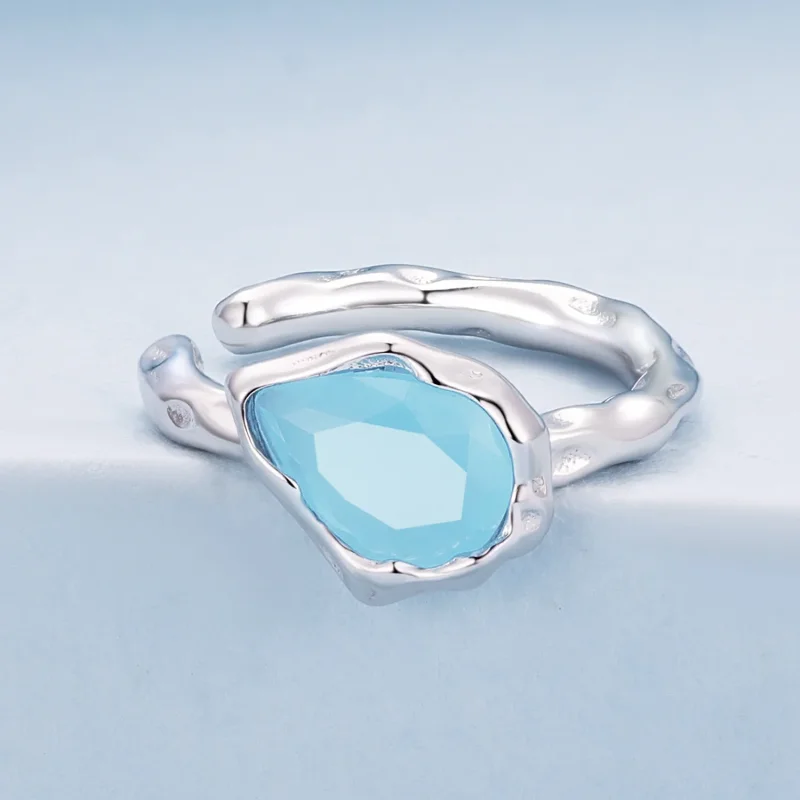 (image for) Pandora Style Blue Water Drop Ear Clip - BSE846 - View 2