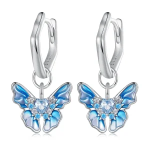 (image for) Pandora Style Butterfly Hoops Earrings - BSE845