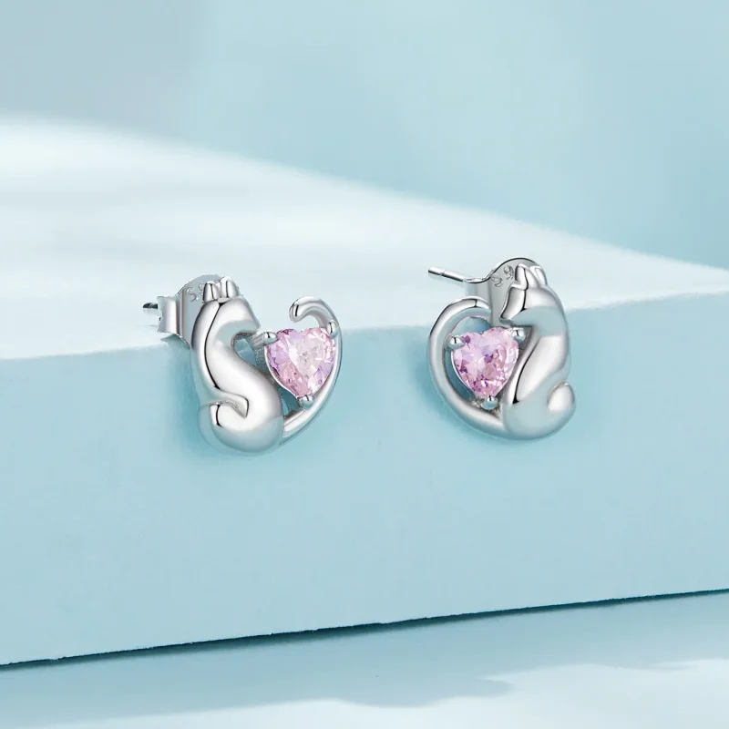 (image for) Pandora Style Cat Stud Earrings - SCE1591-A - View 2