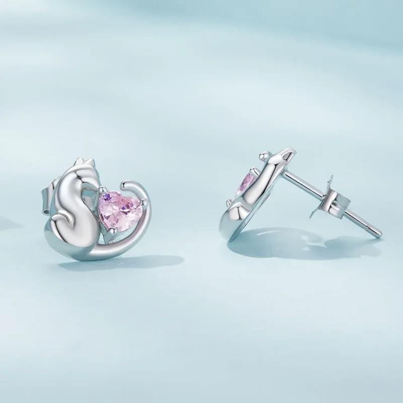 (image for) Pandora Style Cat Stud Earrings - SCE1591-A - View 3