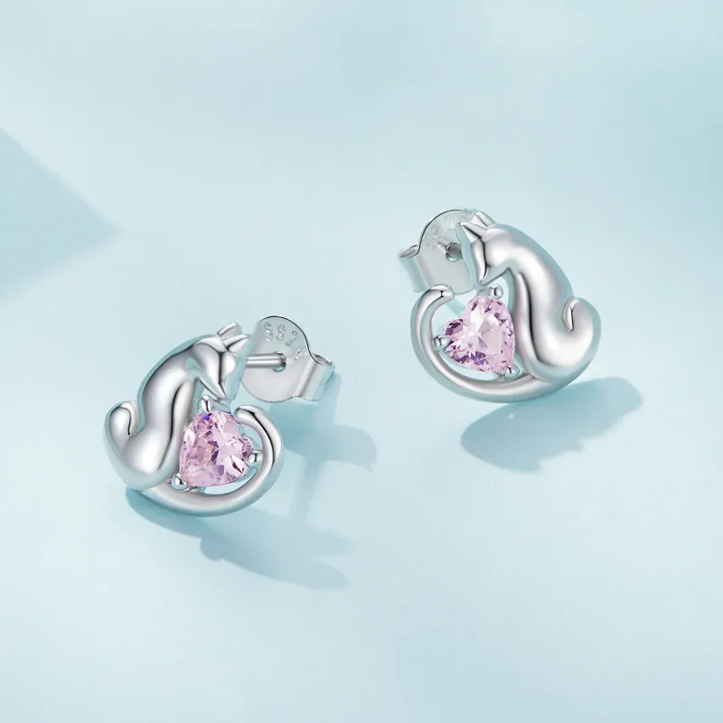 (image for) Pandora Style Cat Stud Earrings - SCE1591-A - View 4