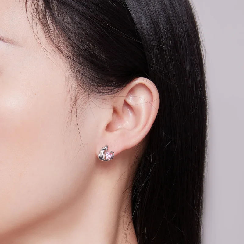 (image for) Pandora Style Cat Stud Earrings - SCE1591-A - View 6