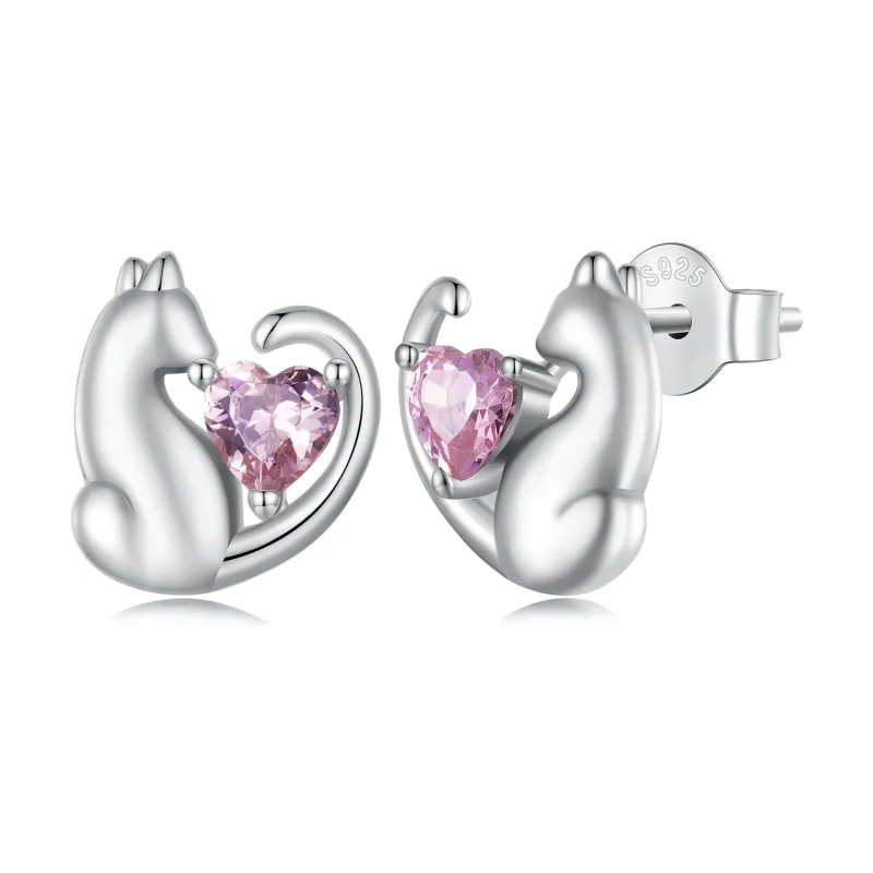 (image for) Pandora Style Cat Stud Earrings - SCE1591-A - Product Image