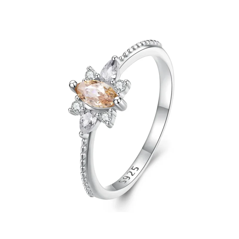 (image for) Pandora Style Champagne Center Stone Ring - BSR437 - Product Image