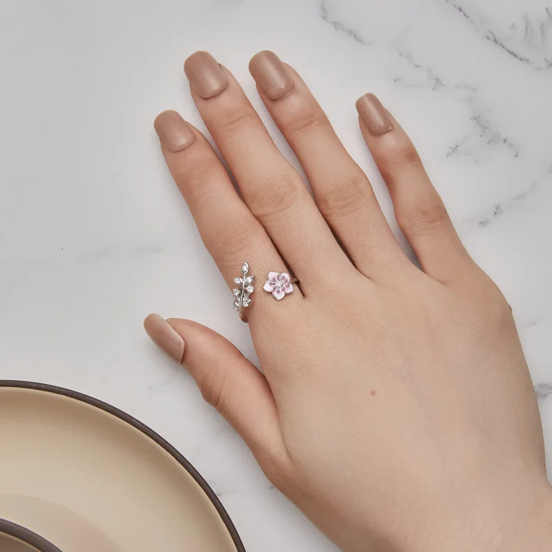 (image for) Pandora Style Cherry Blossoms Open Ring - BSR438 - View 5