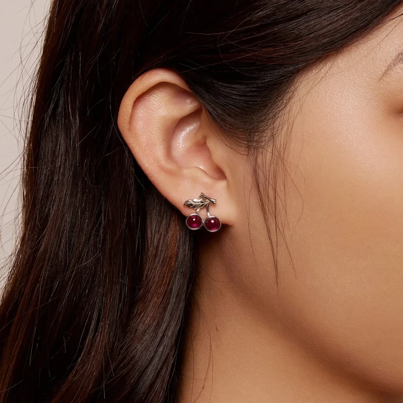 (image for) Pandora-style Cherry Stud Earrings - SCE1604 - View 5