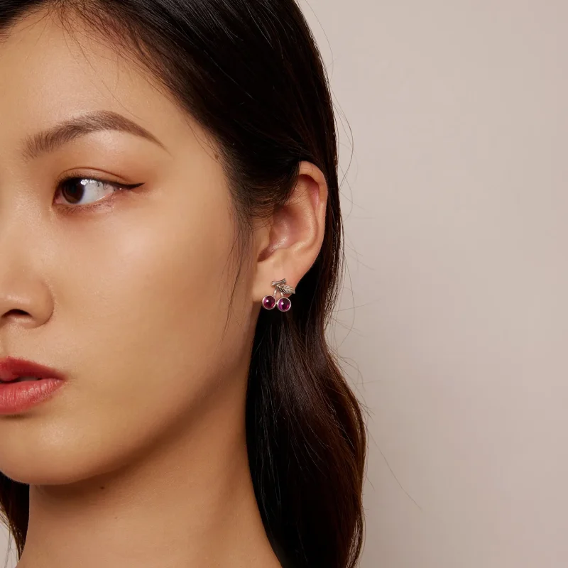 (image for) Pandora-style Cherry Stud Earrings - SCE1604 - View 6