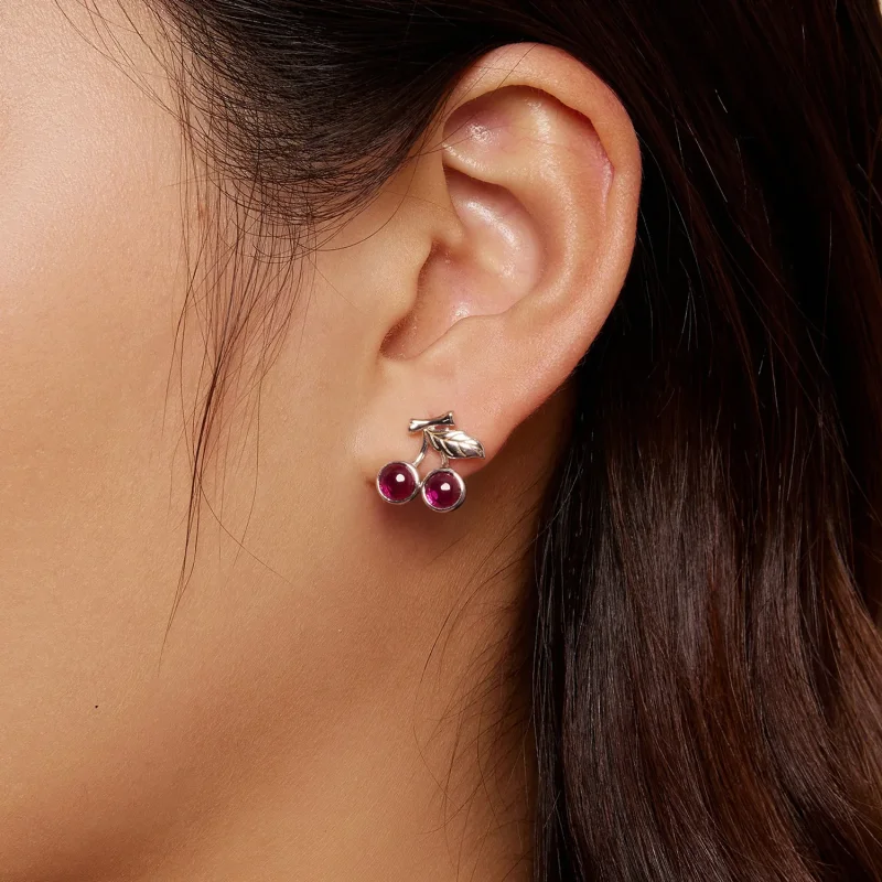 (image for) Pandora-style Cherry Stud Earrings - SCE1604 - View 7