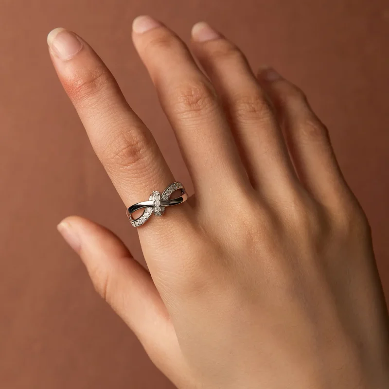 (image for) Pandora Style Cross Wound Moissanite Ring - MSR031 - View 6