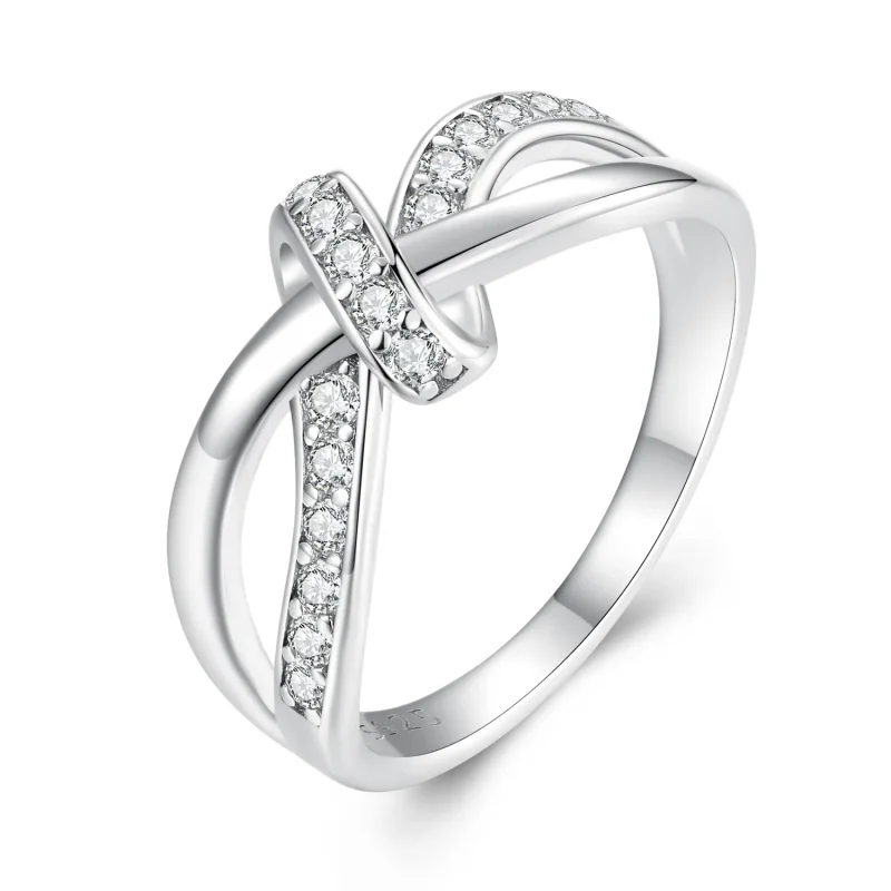 (image for) Pandora Style Cross Wound Moissanite Ring - MSR031 - Product Image