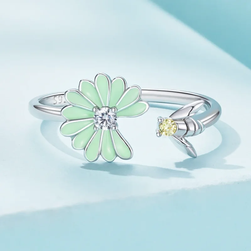 (image for) Pandora Style Daisy Bee Open Ring - SCR929 - View 3
