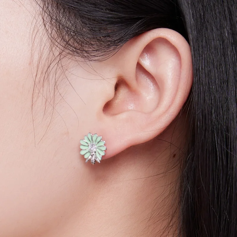 (image for) Pandora-style Daisy Bee Stud Earrings - SCE1598 - View 7