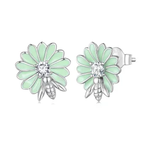 (image for) Pandora-style Daisy Bee Stud Earrings - SCE1598