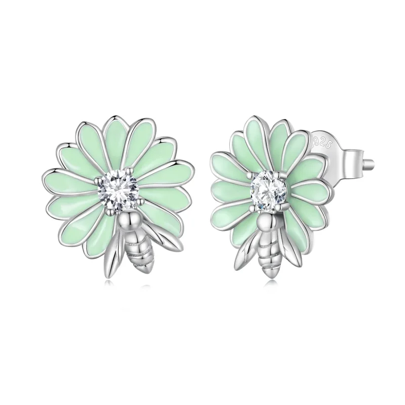 (image for) Pandora-style Daisy Bee Stud Earrings - SCE1598 - Product Image