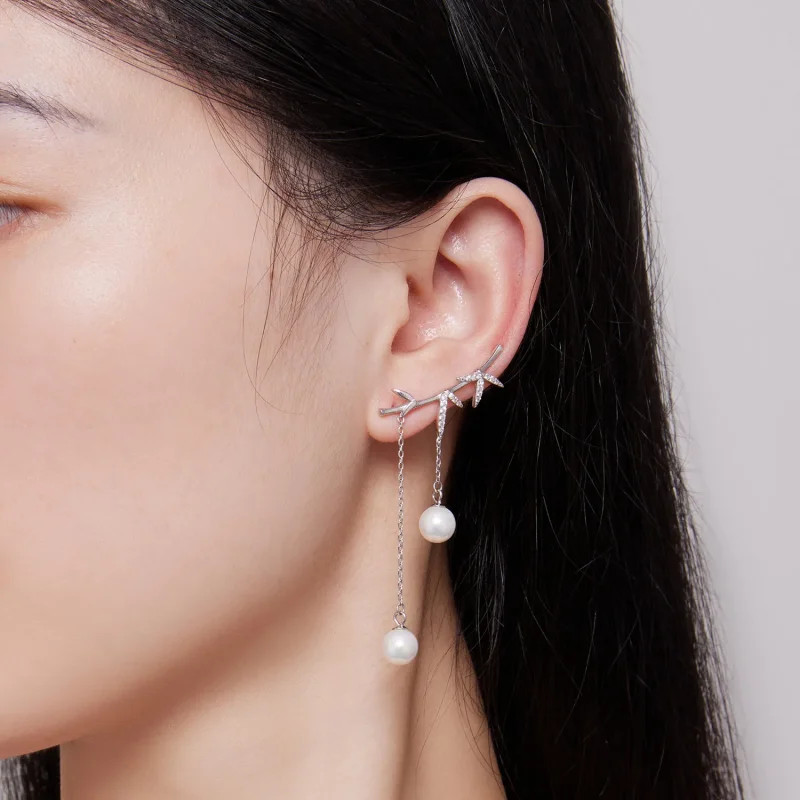 (image for) Pandora Style Delicate Bamboo Shell Beads Dangle Earrings - BSE821 - View 6