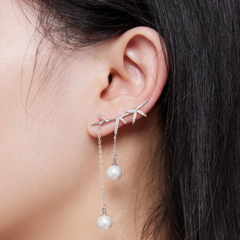 (image for) Pandora Style Delicate Bamboo Shell Beads Dangle Earrings - BSE821 - View 7
