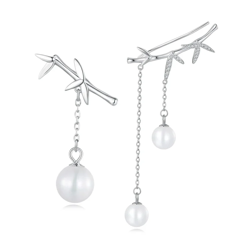 (image for) Pandora Style Delicate Bamboo Shell Beads Dangle Earrings - BSE821 - Product Image