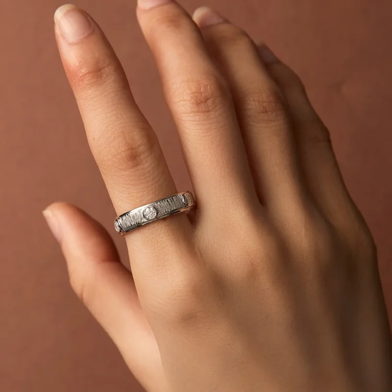 (image for) Pandora Style Delicate Moissanite Band Ring for Men - MSR032 - View 6